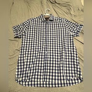 Ted Baker London Short Sleeve Button Up Men’s Shirt in Blue Plaid - Small